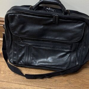 Passport Black Leather Briefcase